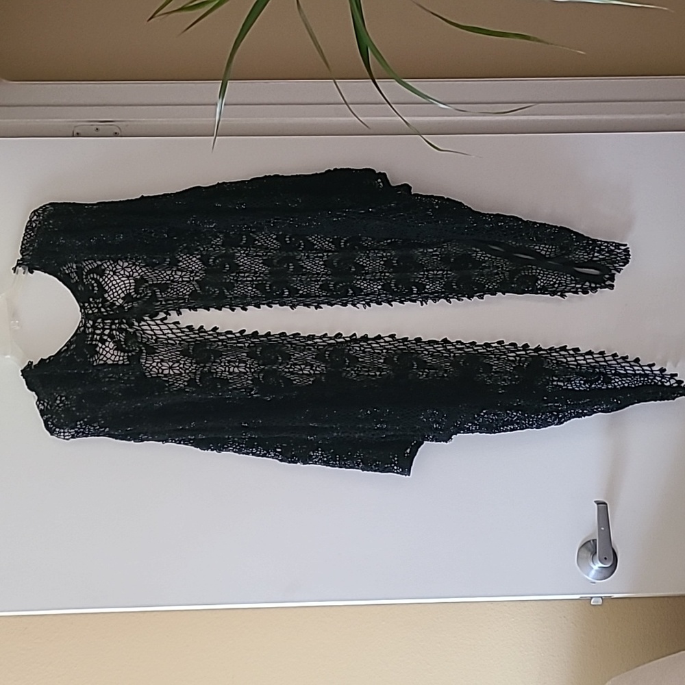Vintage black embroidered and beaded shawl